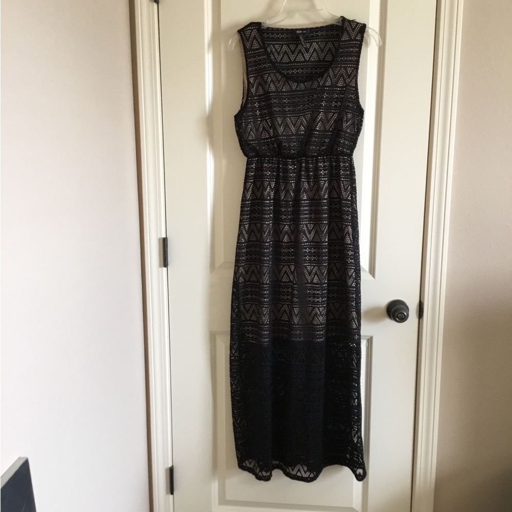 Style & Co Sleeveless Black Maxi Black Dress